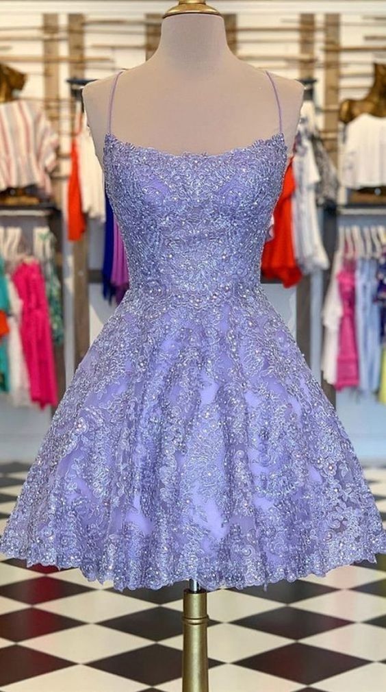 Cute Homecoming Dress 2023 Short Spaghetti Straps A-line Corset Back