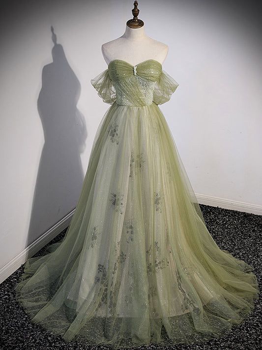 Cute Prom Dress 2024 Off the Shoulder Tulle Sparkly
