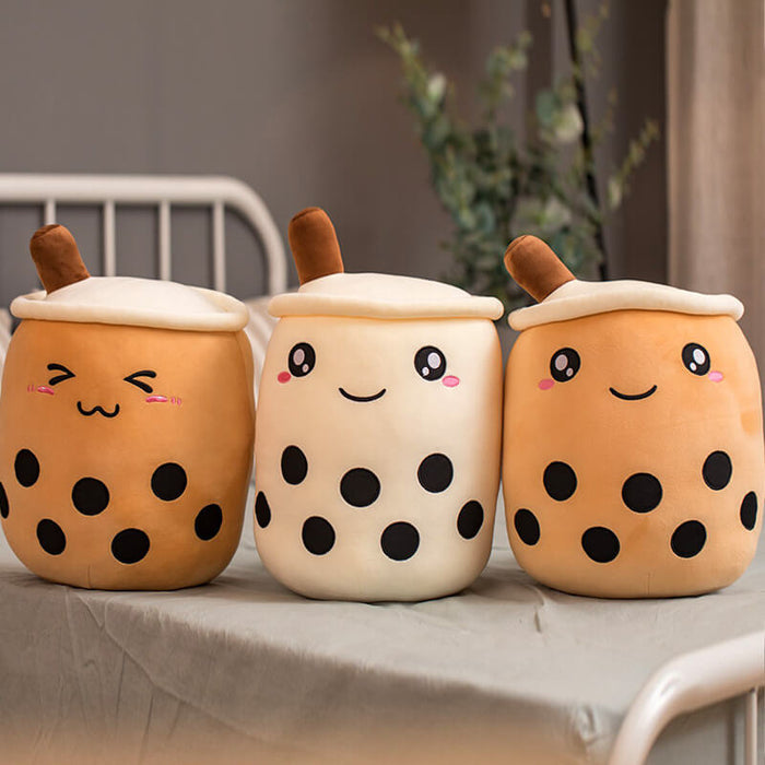 Cute Strawberry Milk Tea Plush Toy | Boba Tea Stuffed Animal Pillow