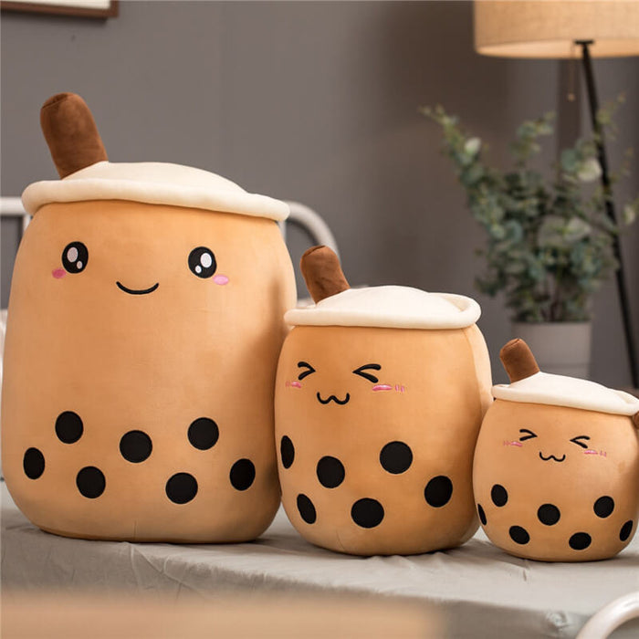 Cute Strawberry Milk Tea Plush Toy | Boba Tea Stuffed Animal Pillow
