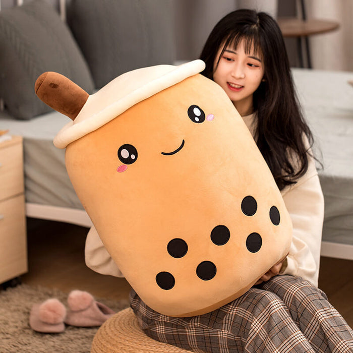 Cute Strawberry Milk Tea Plush Toy | Boba Tea Stuffed Animal Pillow