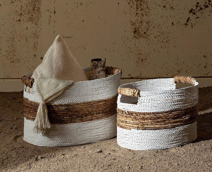 DAISY POPPY BASKET Off White And Natural Beige