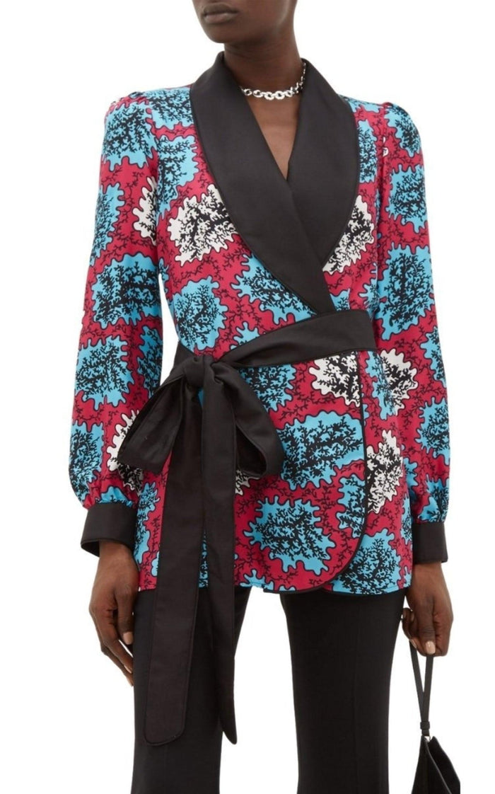 Mary Katrantzou Darcy Coral Print Silk Jacket - Runway Catalog