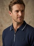 Dark Blue Classic Polo T-Shirt With Contrast Collar