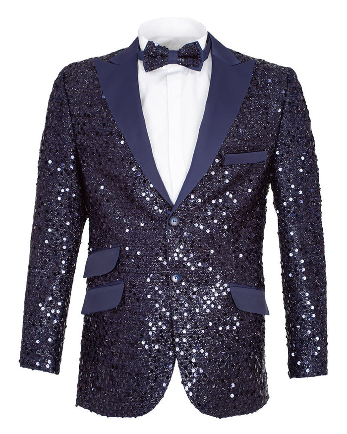 Dark Blue Design Blazer with Matching Bow Tie-Makrom