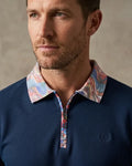 Dark Blue Polo T-Shirt With Paisley Collar