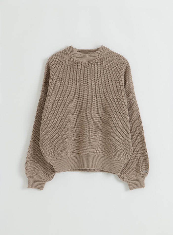 Flat lay -kuva aim'n Dark Clay Knitted Sweatshirt -paidasta