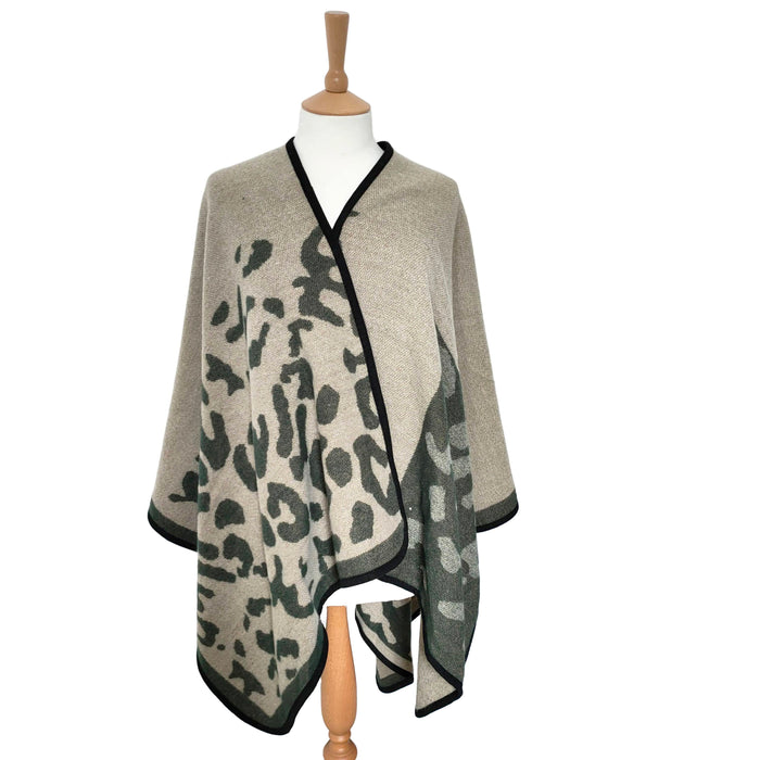 Dark Green Animal Print Winter Shawl