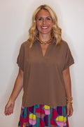 Women's mocha short sleeve top by Entro