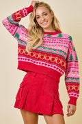 December Dreams Pink Christmas Sweater