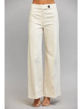 Decorative Vertical Seam Detail Cream High Waisted Flare Pants