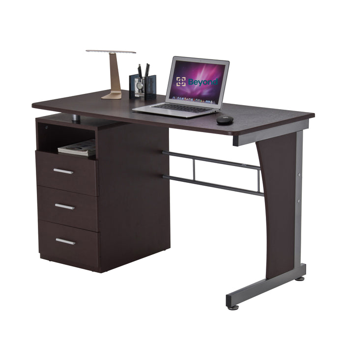 Deluxe Ergonomic Side Cabinet Compact Multifunction Computer Desk - Chocolate