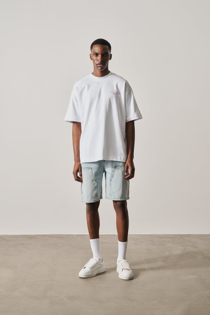 DENIM CARPENTER SHORTS - BLUE WASH