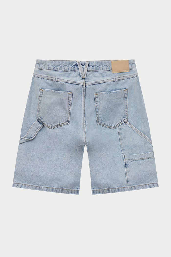 DENIM CARPENTER SHORTS - BLUE WASH