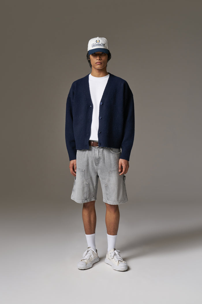 DENIM CARPENTER SHORTS - GREY WASH