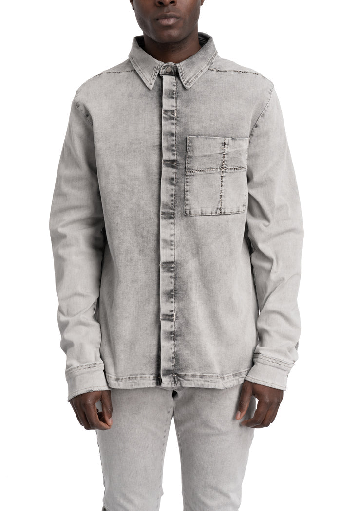 Thom Krom | SS26 - Denim overshirt, Light grey MH181
