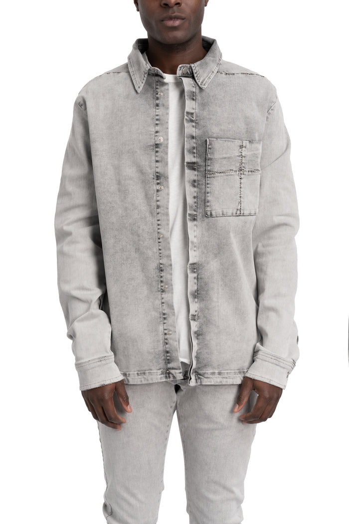 Thom Krom | SS26 - Denim overshirt, Light grey MH181