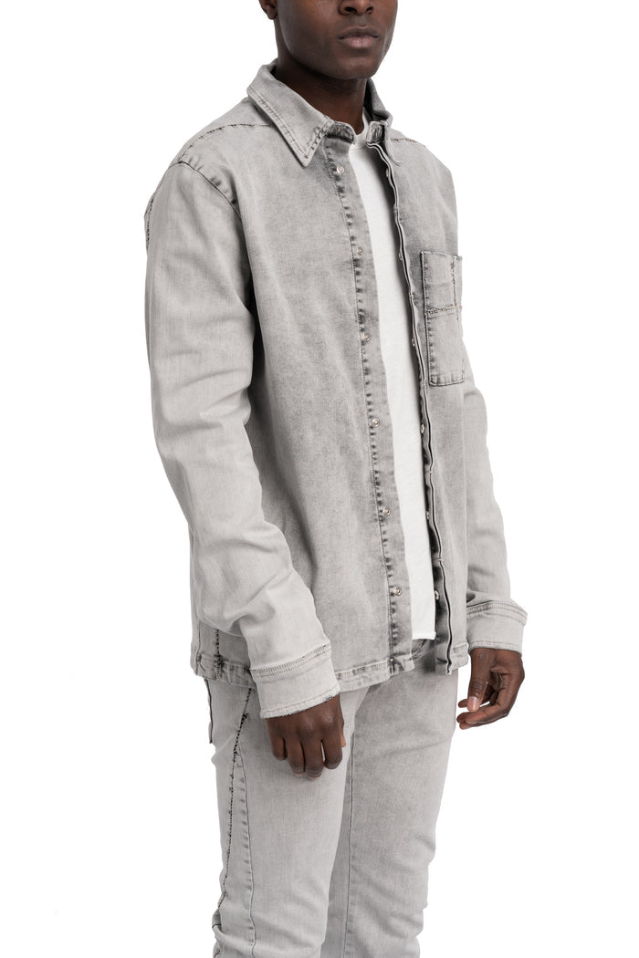 Thom Krom | SS26 - Denim overshirt, Light grey MH181