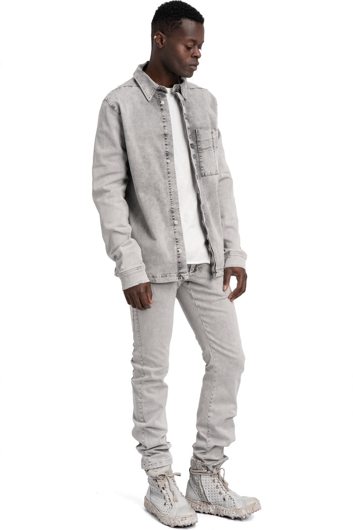 Thom Krom | SS26 - Denim overshirt, Light grey MH181