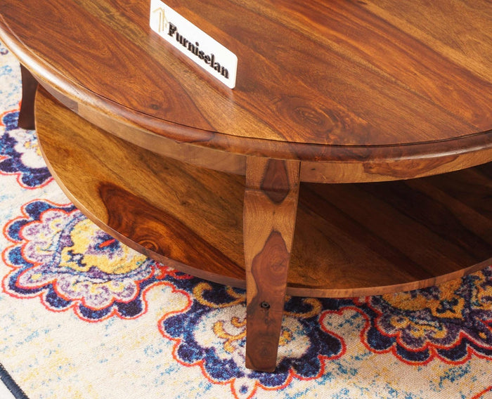 Denmark Sheesham Wood Round Coffee Table - Coffee Table - Furniselan - Teak-Finish
