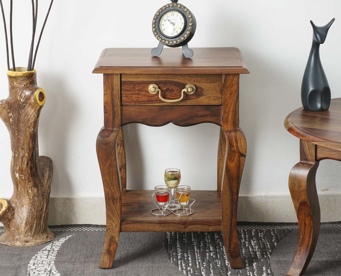 Denmark Solid Wood Bedside Table - Bedside Table - Furniselan - Teak-Finish