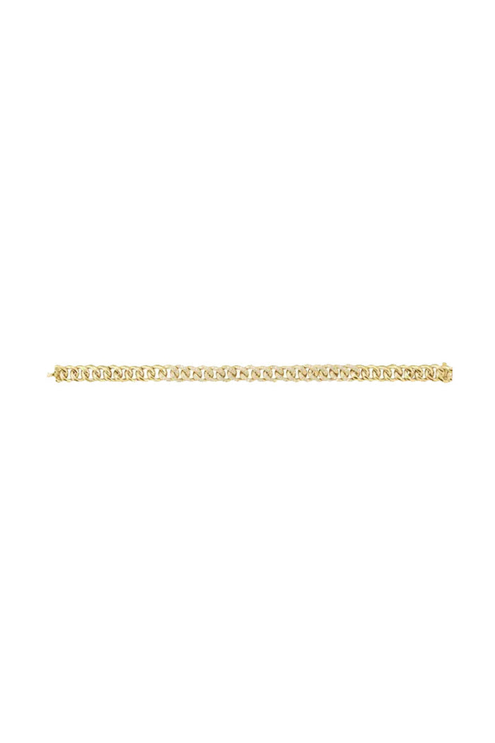 Diamond Curb Link Bracelet - White Diamonds & Yellow Gold