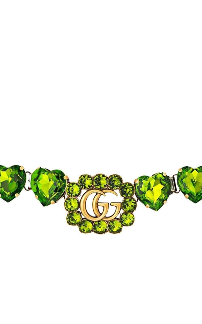 Gucci Double G Heart - crystal Necklace - Runway Catalog