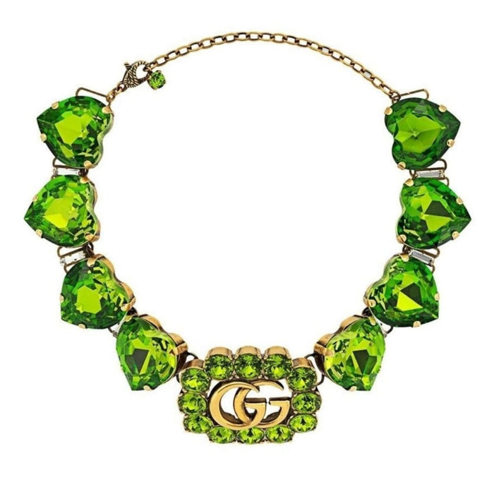 Gucci Double G Heart - crystal Necklace - Runway Catalog