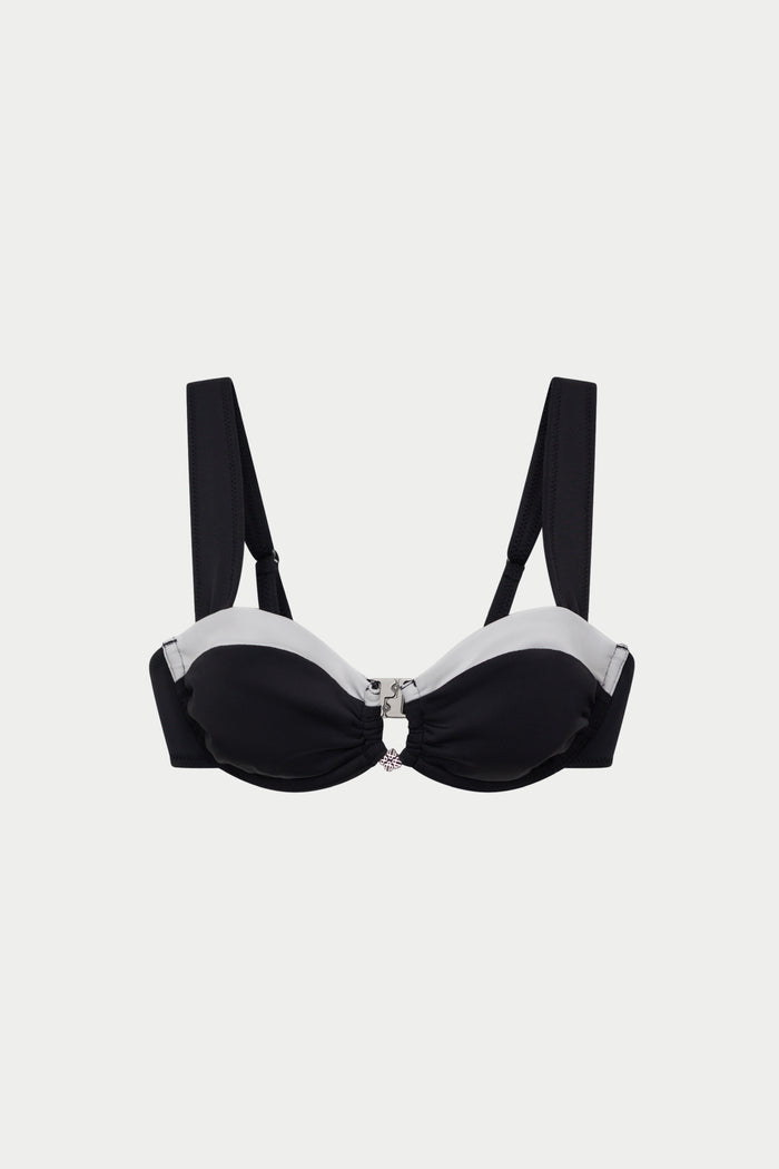DOUBLE LAYER BALCONETTE BIKINI TOP - BLACK