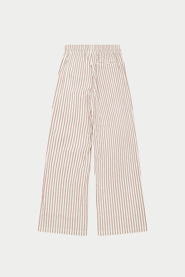 DOUBLE WAISTBAND STRIPE TROUSERS - BURGUNDY