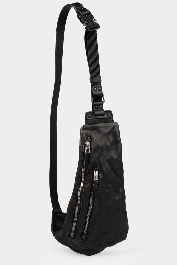Double zip crossbody leather bag
