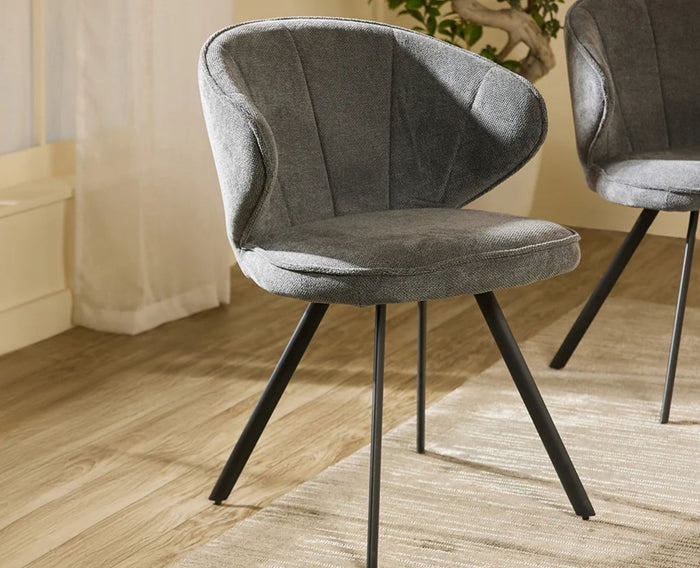 Echo Ele Dining Chair  – Modern Upholstered Dining Chair for Home & Café Textured Gray