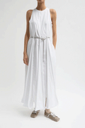 Eco Poplin Halter Paneled Dress - White
