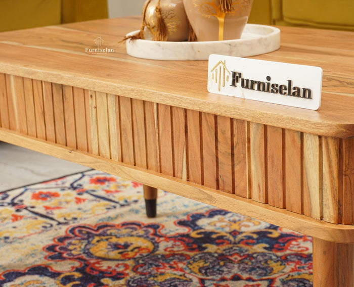 Eiffel Solid Wood Coffee Table - Coffee Table - Furniselan - Natural-Finish