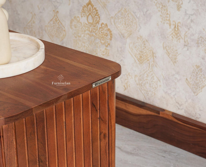 Eiffel Solid Wood Two Door Bedside Table - Bedside Table - Furniselan-Brown Finish