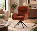 Elara Swivel Fabric Dining Chair - Terracotta