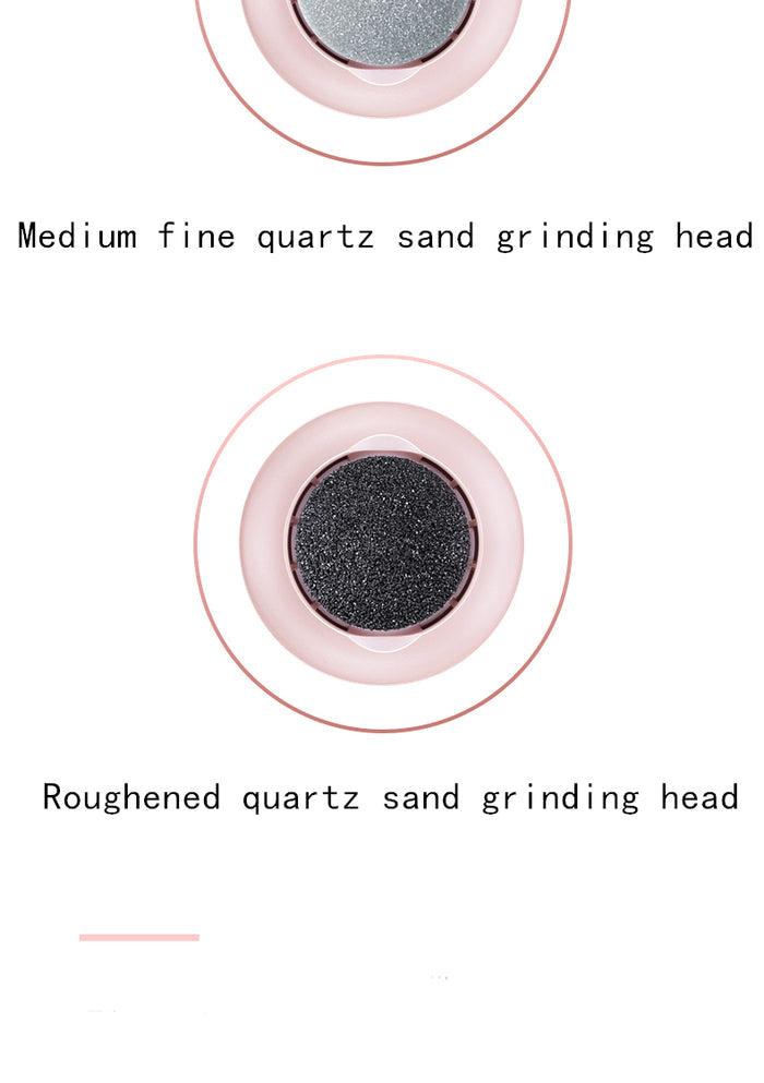 Two quartz sand grinding heads with text indicating medium fine and roughened textures on a white background.