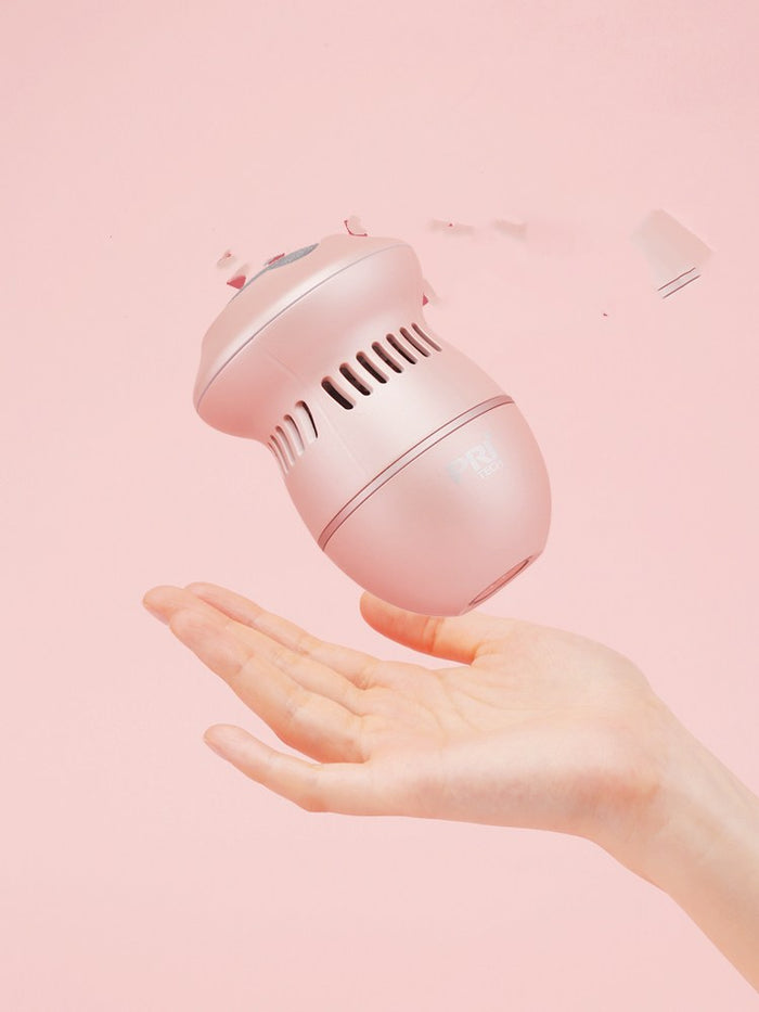 Electric pedicure foot file removing rough heel skin in a bright bathroom setting