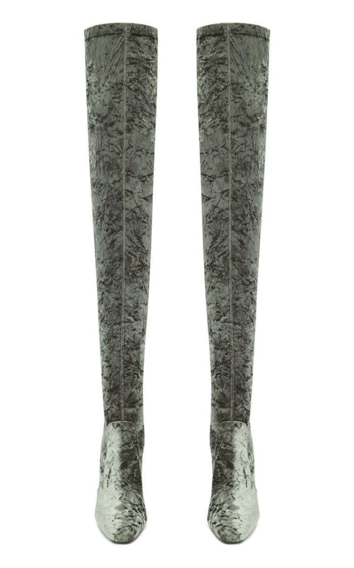 Saint Laurent Ella Velvet Over - the - knee Boots - Runway Catalog
