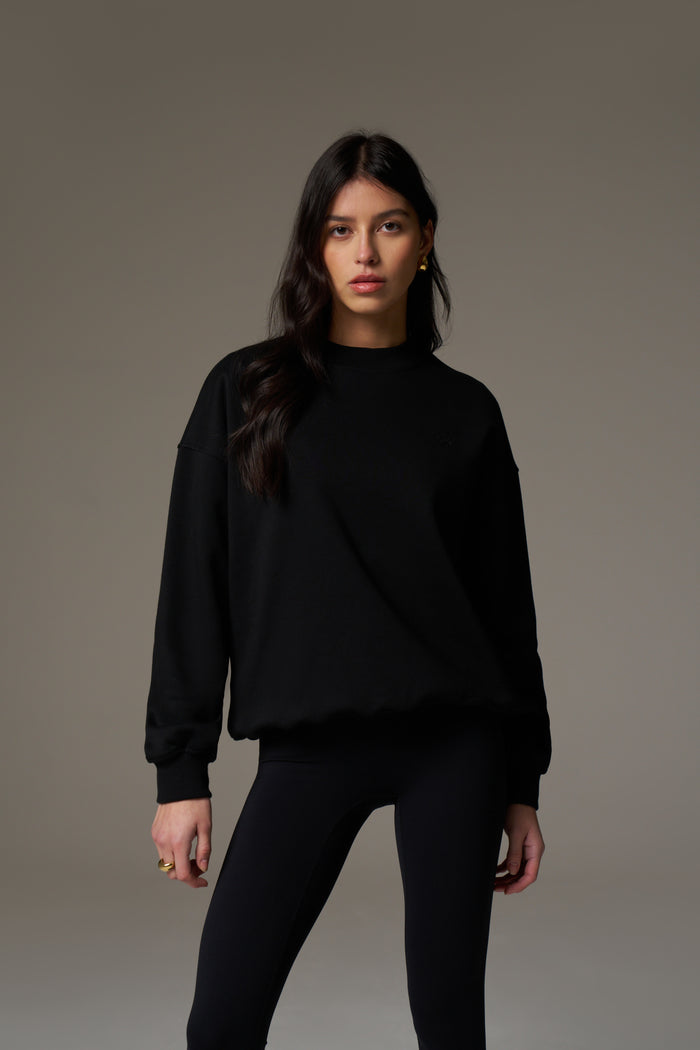 EMBLEM EMBROIDERED SWEATSHIRT - BLACK