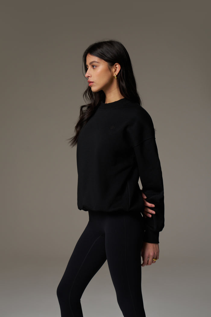 EMBLEM EMBROIDERED SWEATSHIRT - BLACK