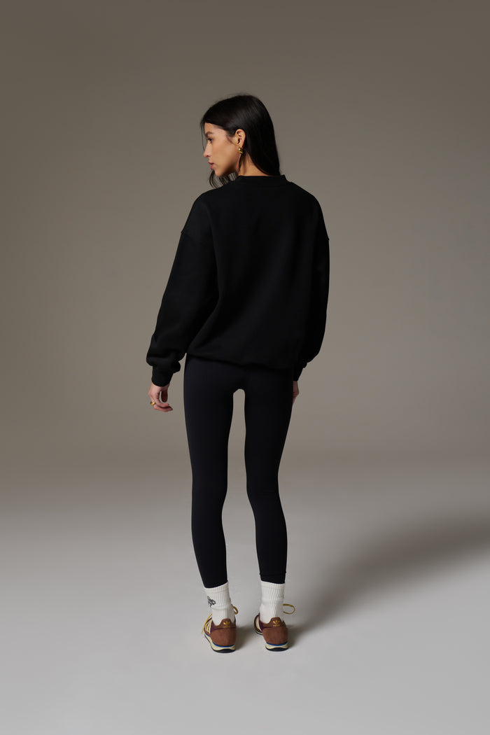 EMBLEM EMBROIDERED SWEATSHIRT - BLACK