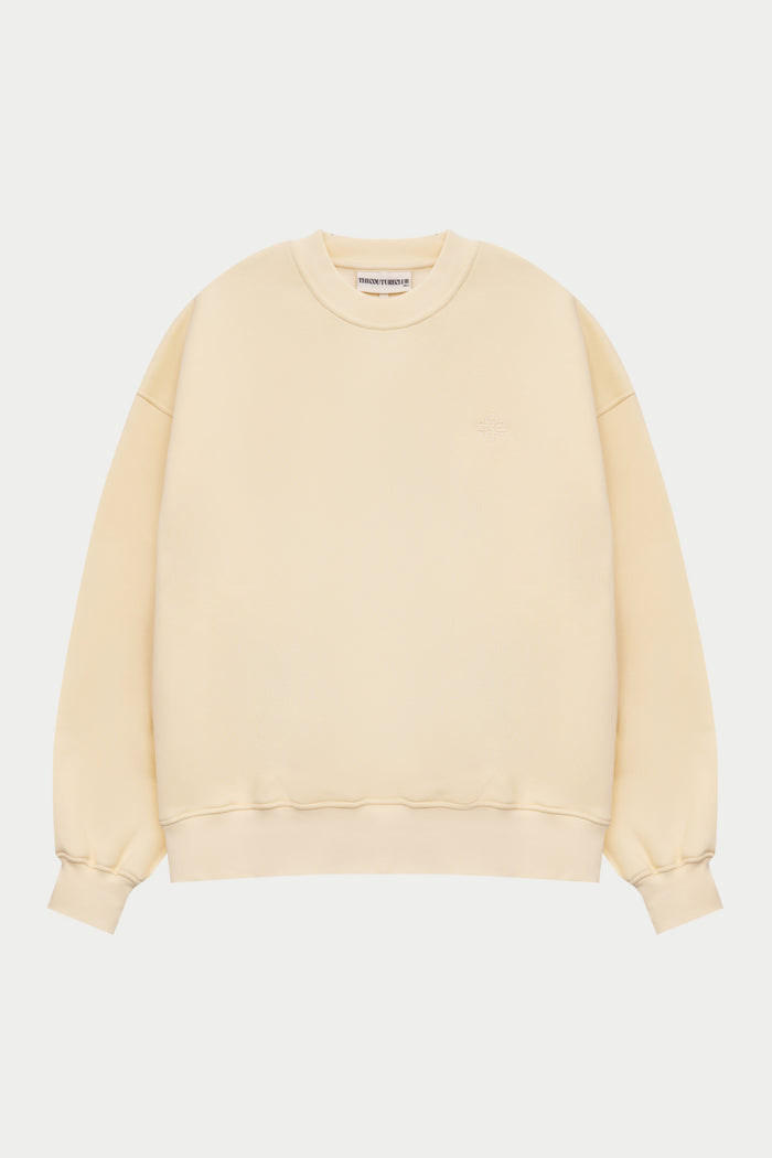 EMBLEM EMBROIDERED SWEATSHIRT - BUTTERMILK