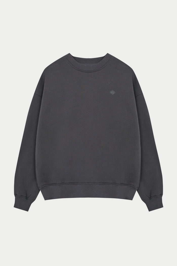 EMBLEM EMBROIDERED SWEATSHIRT - CHARCOAL