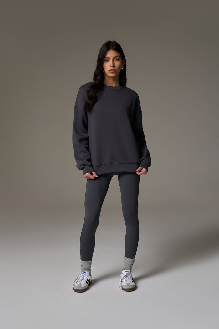 EMBLEM EMBROIDERED SWEATSHIRT - CHARCOAL