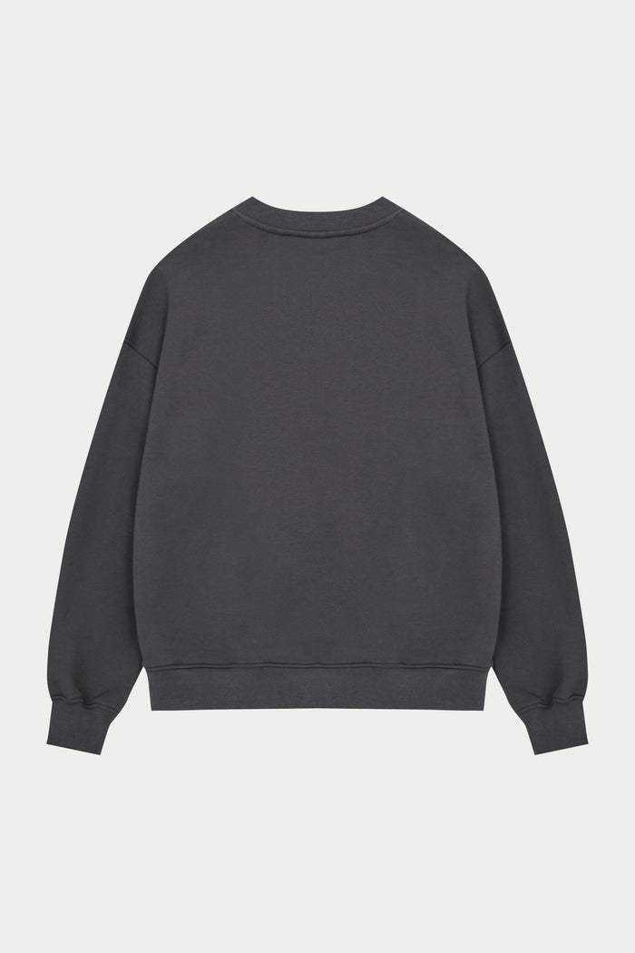 EMBLEM EMBROIDERED SWEATSHIRT - CHARCOAL