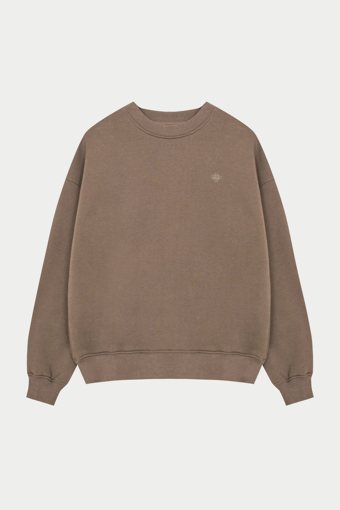 EMBLEM EMBROIDERED SWEATSHIRT - COCOA