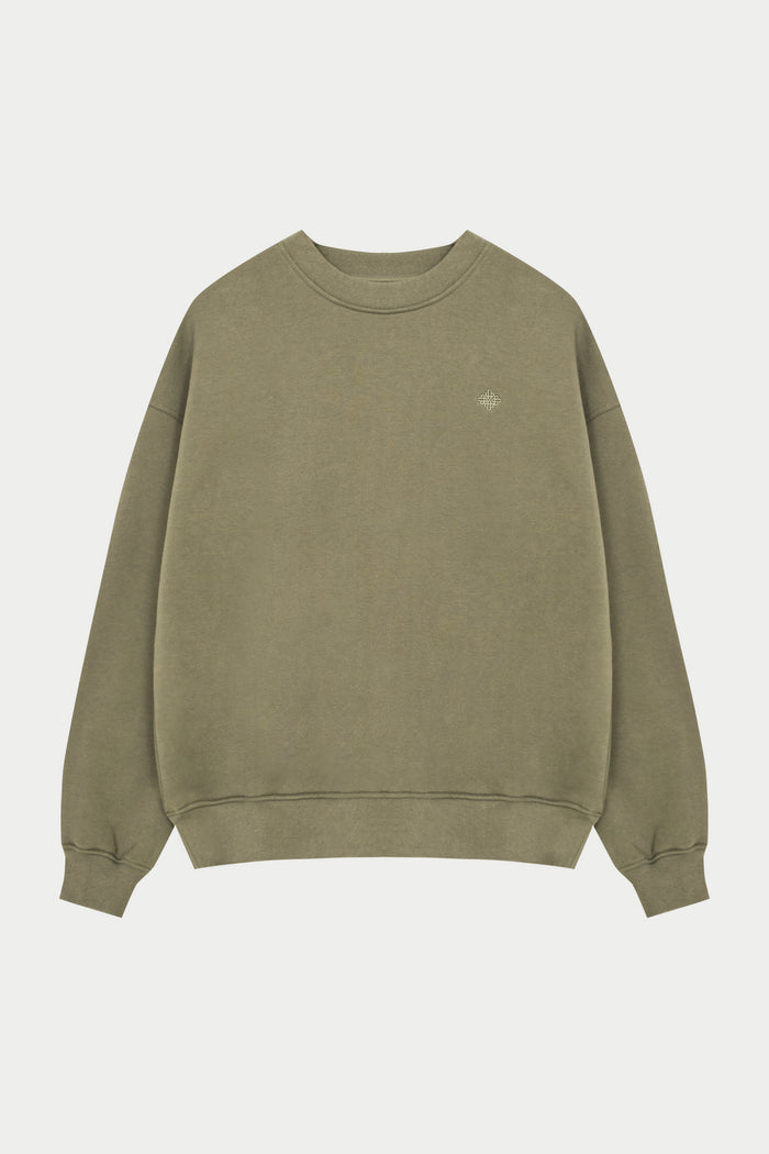EMBLEM EMBROIDERED SWEATSHIRT - KHAKI