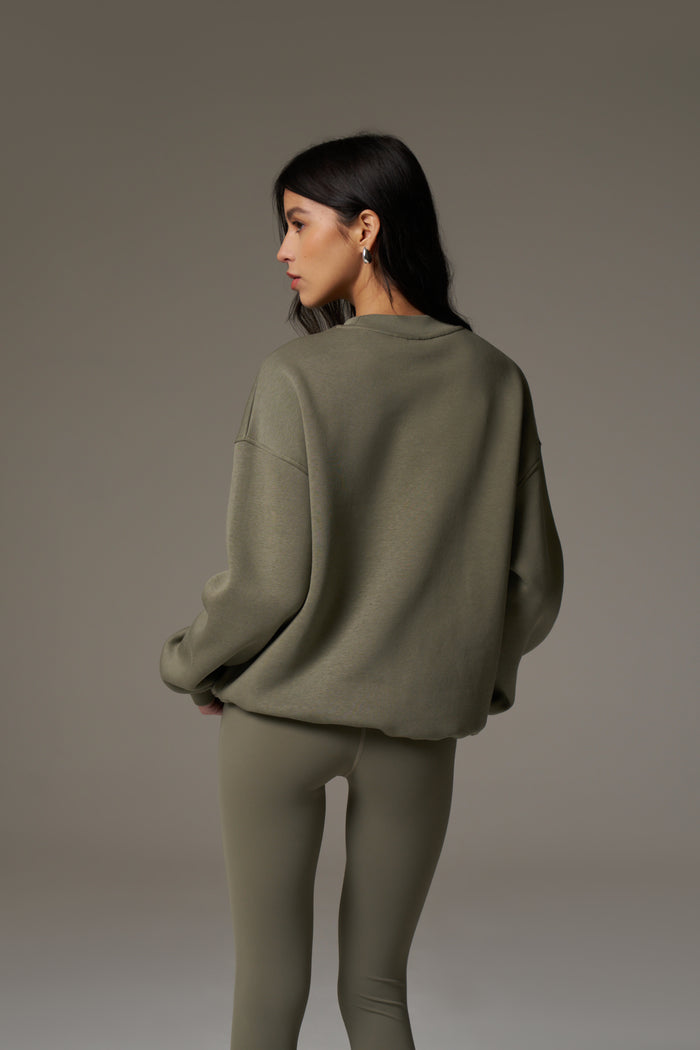 EMBLEM EMBROIDERED SWEATSHIRT - KHAKI