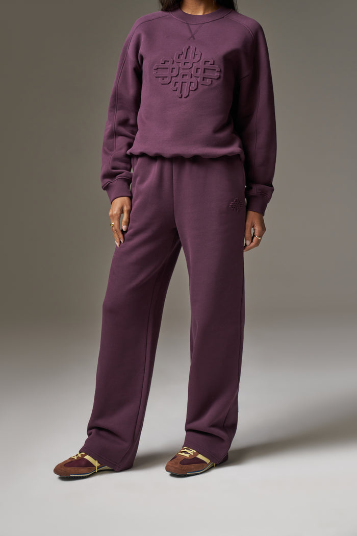 EMBOSSED STRAIGHT LEG JOGGERS - PLUM